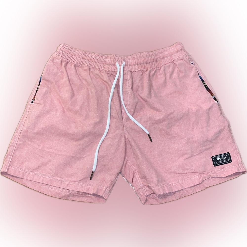 WOWIE Pink Men's Flat Front Swim Shorts